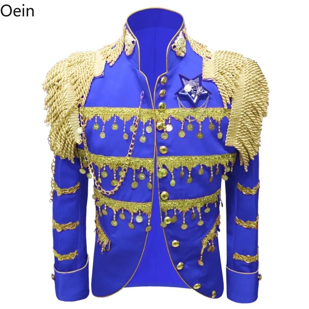 Mens Sequin Tassel Nightclub Bar Emcee Show DS Dancing Rock Singer Tops Jackets