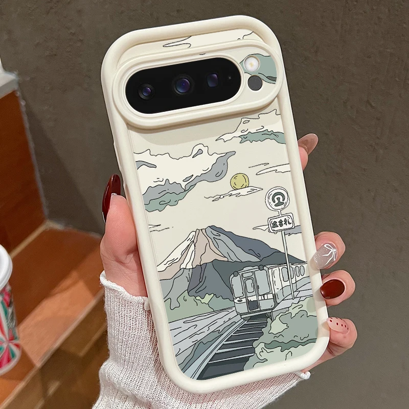 Landscape Pattern Solid Color TPU Case For Google Pixel 10 8 7 Pro 8A Pixel 9 Pro XL Shockproof Soft Silicone Protector Cover