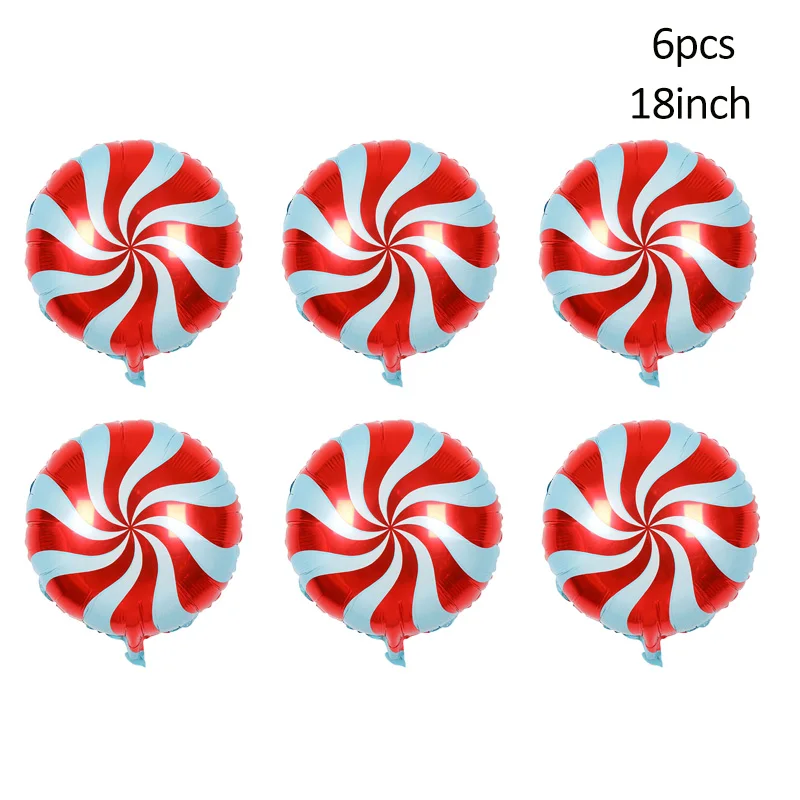 6Pcs Large Christmas Balloons Candy Cane Foil Balloon Christmas Windmill Candy Globos Kids Toy New Year Christmas Decorations