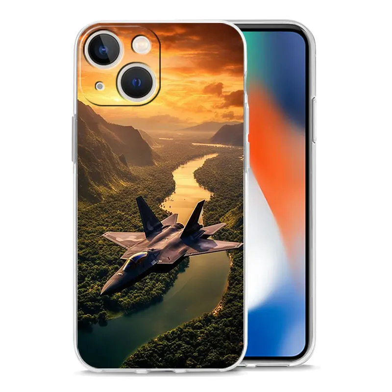 Clear Shockproof Silicone TPU Phone Case with Fighter Plane Design