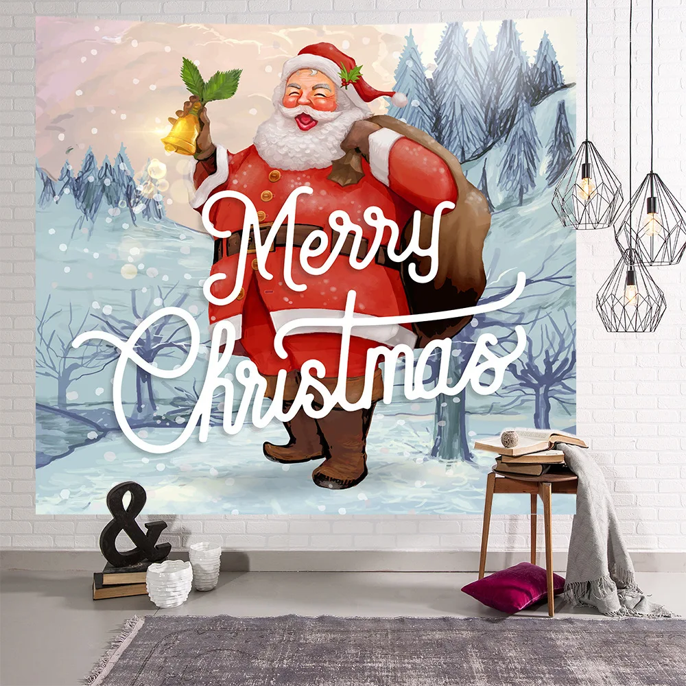 

Christmas Tapestry for Home Santa Claus Elk Wall Hanging Decor Party Background Cloth Ins Bohemian Tapestries Blanket Tablecloth