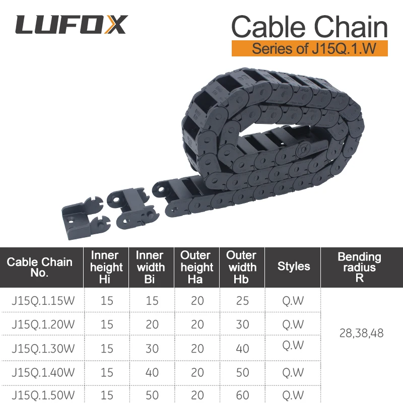 Cable Drag Chain 1meter Bridge type external opening Series of J15Q.1.W 15*15 15*20 15*30 15*40 15*50