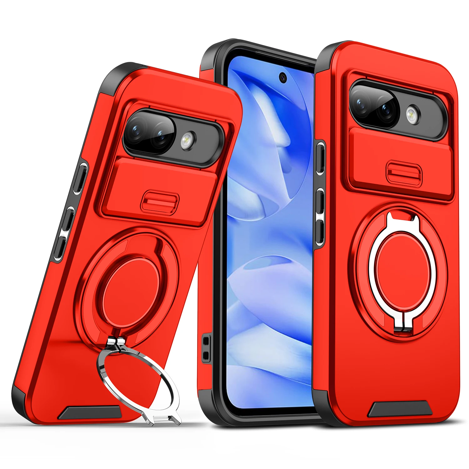 Magnetic Ring Armor Slide Camera Case with Magsafe Wireless Charging Capability
