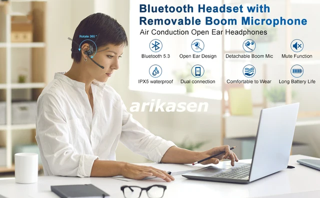 Auriculares Bluetooth con micrófono extraíble, auriculares