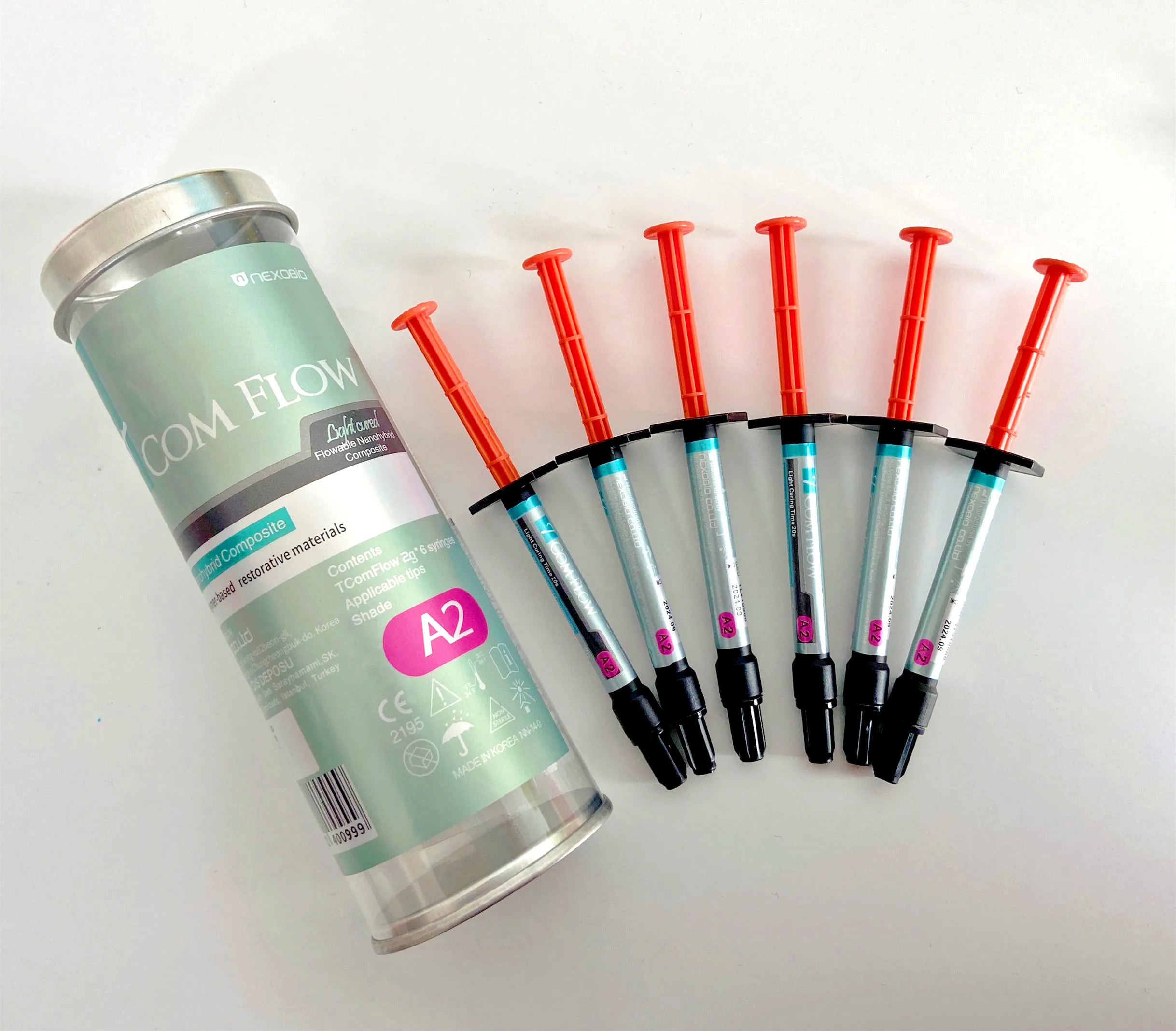 

6Pcs Dental Composite Resin Flowable Polymer A2 Restorative TCOM FLOW Nanohybrid