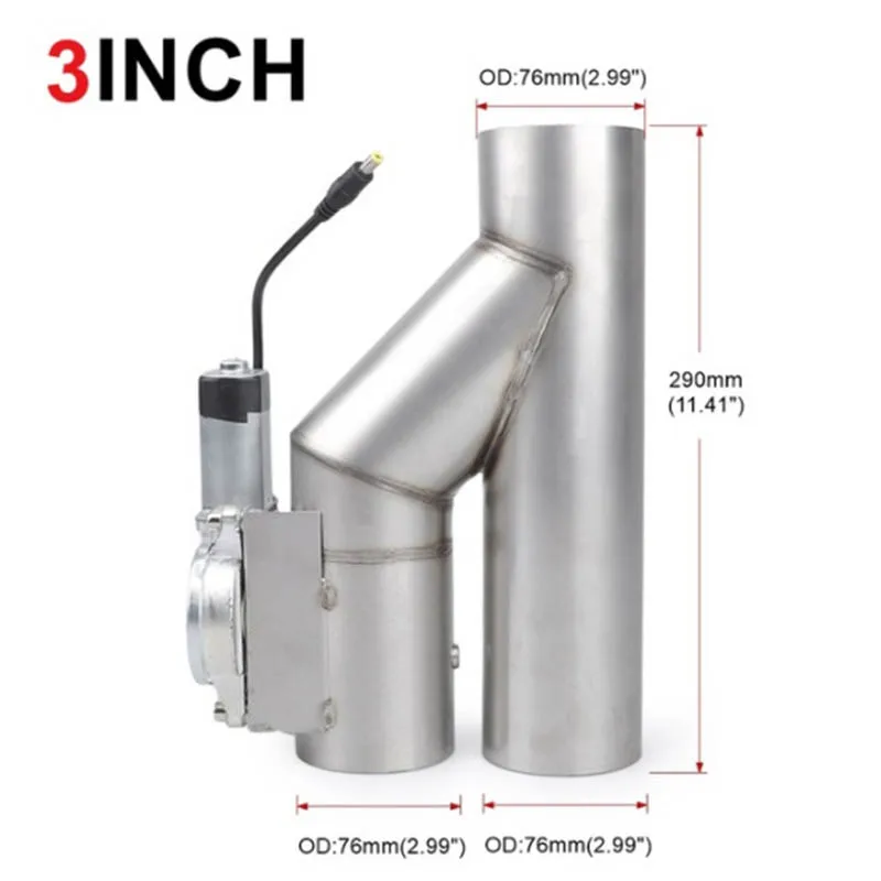 1Pc 2.5'' 3'' Stainless Steel Exhaust Piping Adjustable Y-shaped Pipe Electric Exhaust Cutout Single Valve Automotive Accessory