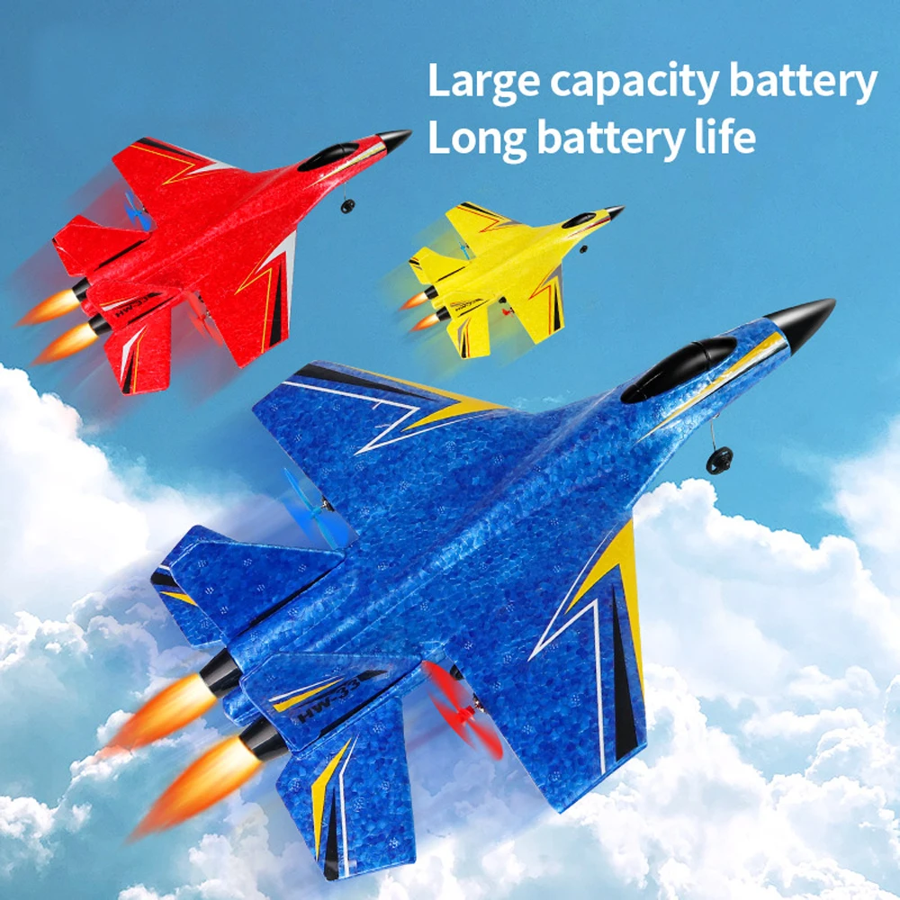 RC Plane SU27 2.4G With LED Lights Aircraft Remote Control Flying Model Glider EPP Foam Toys Airplane For Children Gifts rc rtf 2