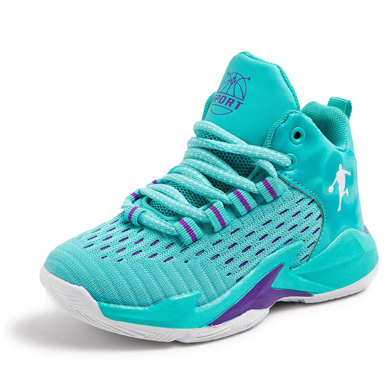 Kids' Non-Slip Breathable Basketball Sneakers - Lace-Up Athletic Training Shoes