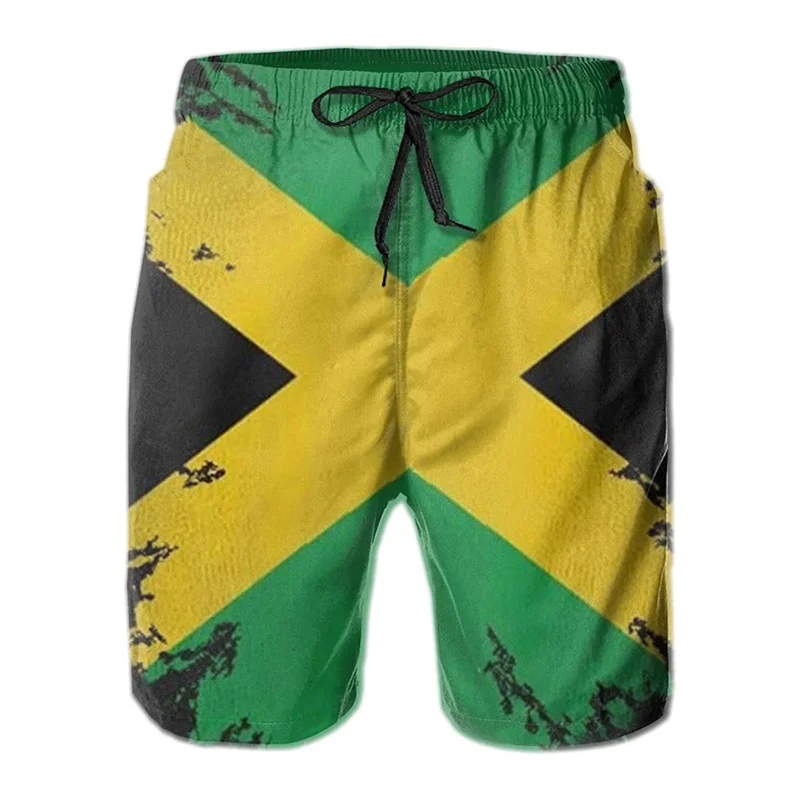 Herren 3d gedruckt jamaika nische Flagge Badehose Mode Sommer Jamaika Strand Surfbrett Shorts schnell trocknen Sport Gym kurze Hosen – Detail 3