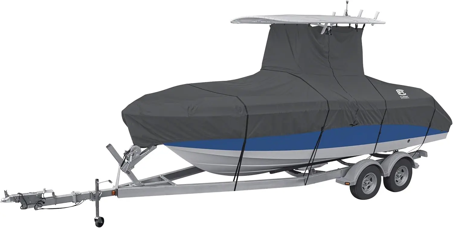 StormPro Dark Grey Heavy-Duty T-Top Boat Cover, Fits boats 22 Foot-24 Foot L x 116 Inch W, Marine Grade Fa