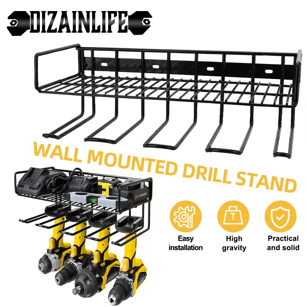 Heavy Duty Iron Tool Storage Wall Mount Power Tool Drill Rack Wrench Screwdriver Organizer FOR Workshop Garage Rack