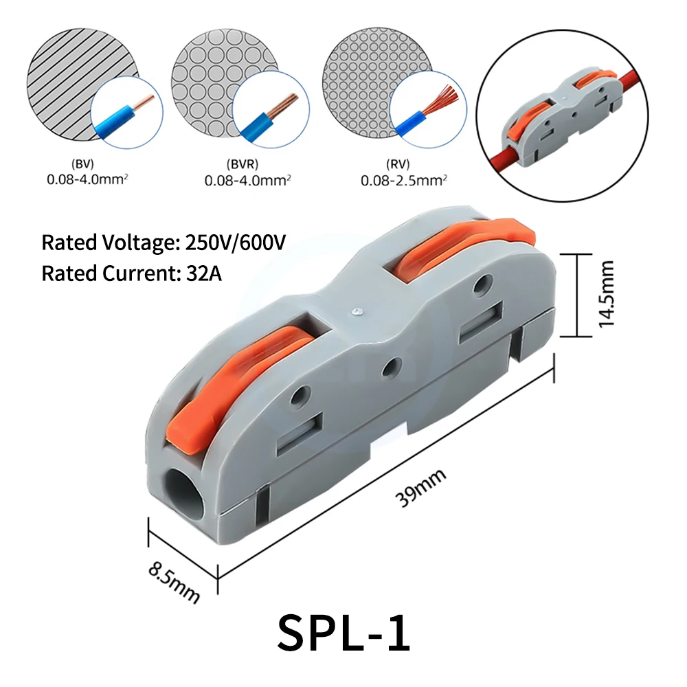(10 Stück) SPL-1 SPL-2 SPL-3 SPL-4 SPL-5 Schnellklemmenblock SPL-42 SPL-62 SPL-82 Drahtverbinder SPL-63 SPL-93 Lampe SPL-102 SPL-122 Farbe spleißbar – Detail 7