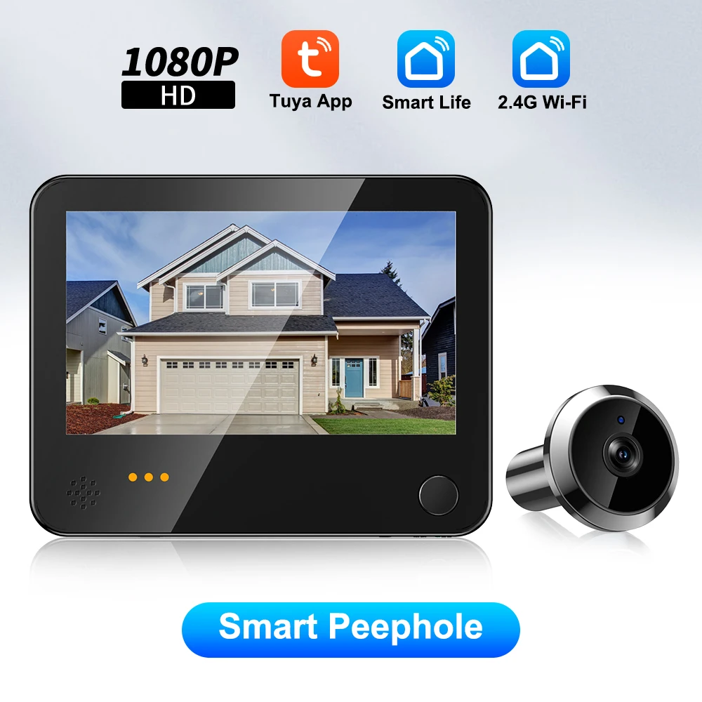 WSDCAM 1080P sonnette sans fil oeil de chat WIFI caméra de Surveillance vidéo interphone visuel détection de mouvement PIR