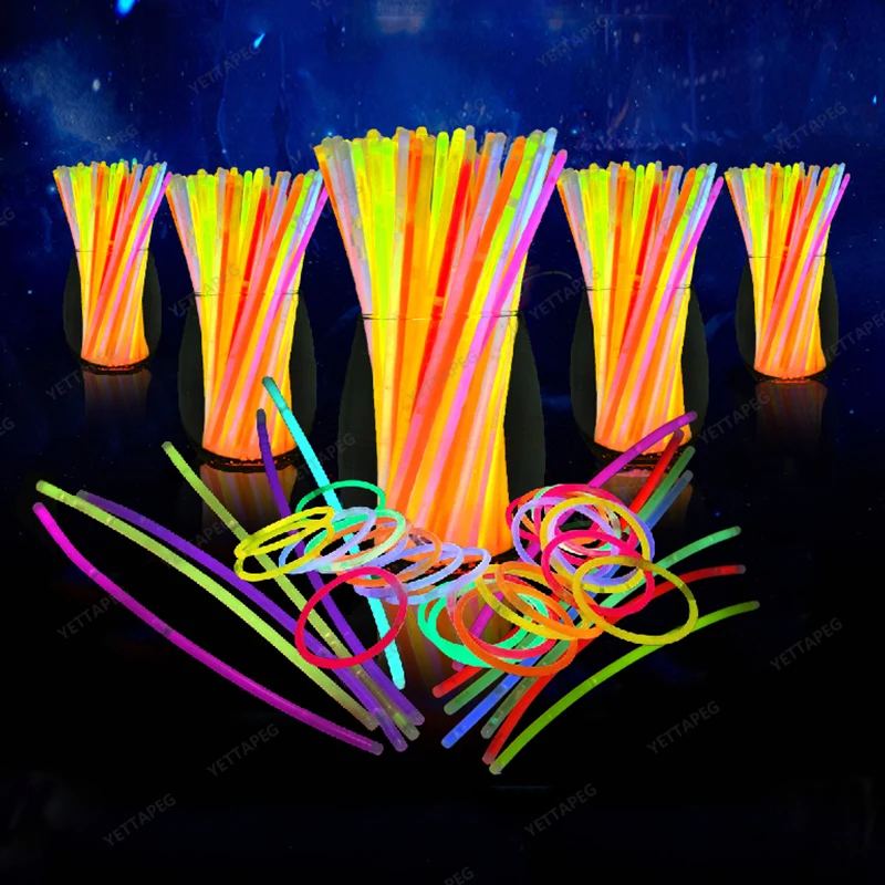 

20/50/100pcs Glow Sticks Fluorescence Party Supplies Glow Necklaces Bracelets For Neon Party Decorations Halloween Wedding Decor