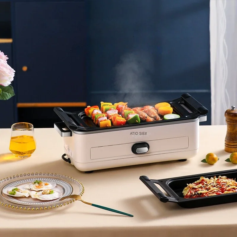 Multi-purpose Pot Multi-purpose Cooking Pot Electric Barbecue Non-stick Frying Pan Household Electric Barbecue Stove 220V