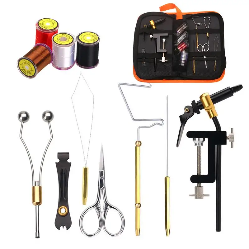 Fly Fishing Making Kit Fly Tying Tool Kit With Fly Tying Threader Needle Whip Knot Tying Tool Finisher Scissors Tying Lines 3