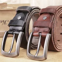 Natural cowhide belt for men's hard metal buckle soft original cowhide mens leather belt unique texture real leather jeans belt
