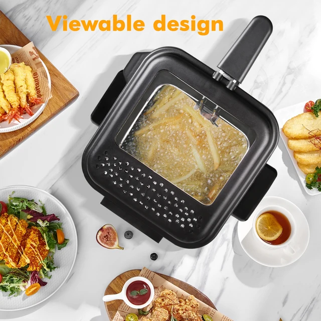 Aigostar Fries 30IZD 1.5L friggitrice compatta in acciaio inossidabile 1000 Watt con finestra di visualizzazione, controllo della temperatura, Design esclusivo 3
