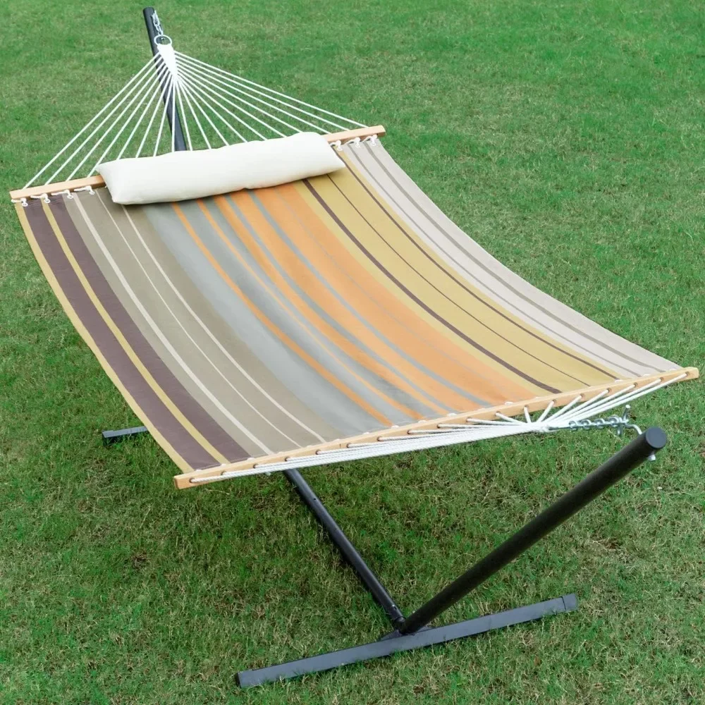 Hammock with Stand, Waterproof Textilene 2 People Hammocks, 12ft Heavy Duty Steel Stand, for Backyard Patio Outdoor, Hammock