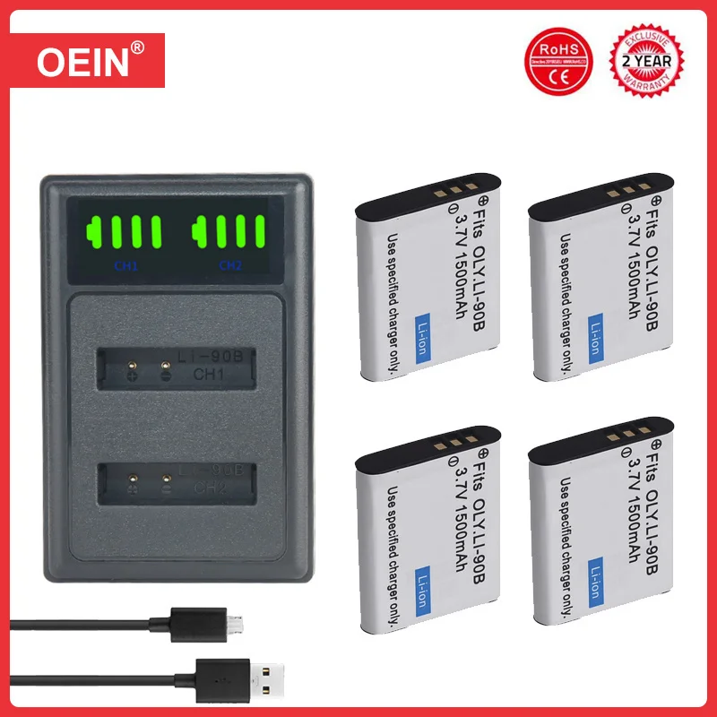 Li-90B Li-92B Batteria Con Caricabatterie Per Olympus Li 90B Li92B Resistente Tg-4 Tg-6 Tg-5 Tg-2 Tg-1 Ihs Sh-1 Sh-2 Sh-60 Sh-50 Ihs, Sp-100