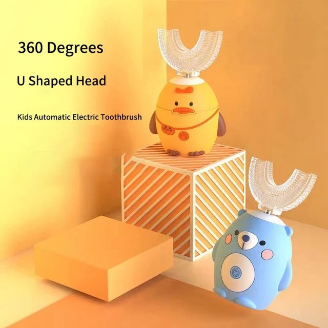 360° Sonic Electric Toothbrush for Kids Children U Shape Automatic Silicone Tooth Brush Smart Timer Rechargeable Blue Light IPX7 2