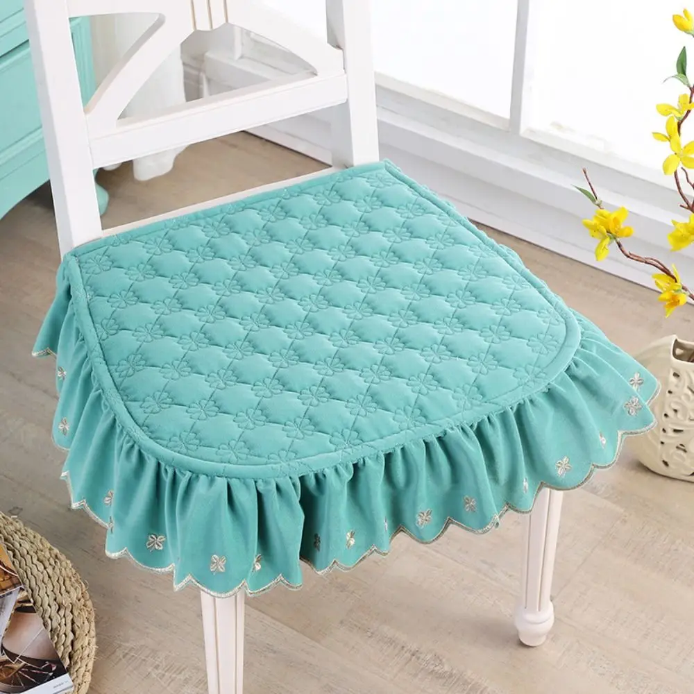 43x45cm Pastoral Style Dining Chair Cushion Non-Slip Breathable Velvet Square Chair Pad Soft Anti-dirty Dormitory Chair Cushion