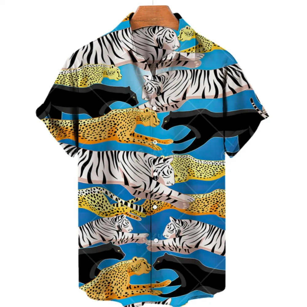

New Men's Rockabilly Shirt Zebra Animal Oversized 3D Printed Loose Hawaiian Short Sleeved Top Beach Casual Designer Clothing