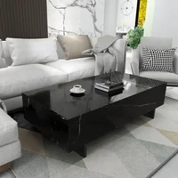 Marble rectangular living room coffee table, black modern side table, modern high gloss elegant waiting area central table 1