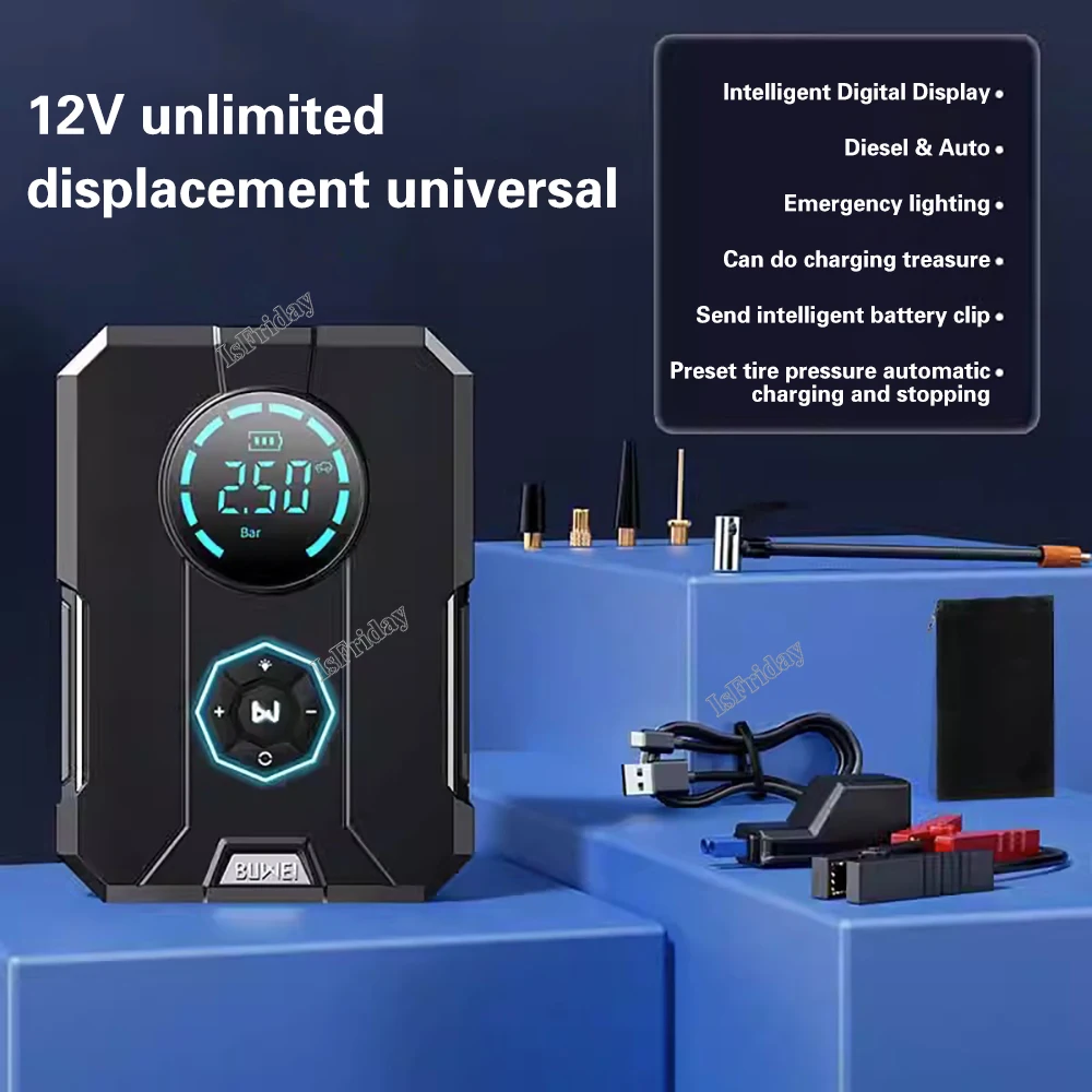 5 In 1 Car Jump Starter Air Pump Power Bank Portable Air Compressor Cars Battery Starters Starting Auto Tyre Inflator