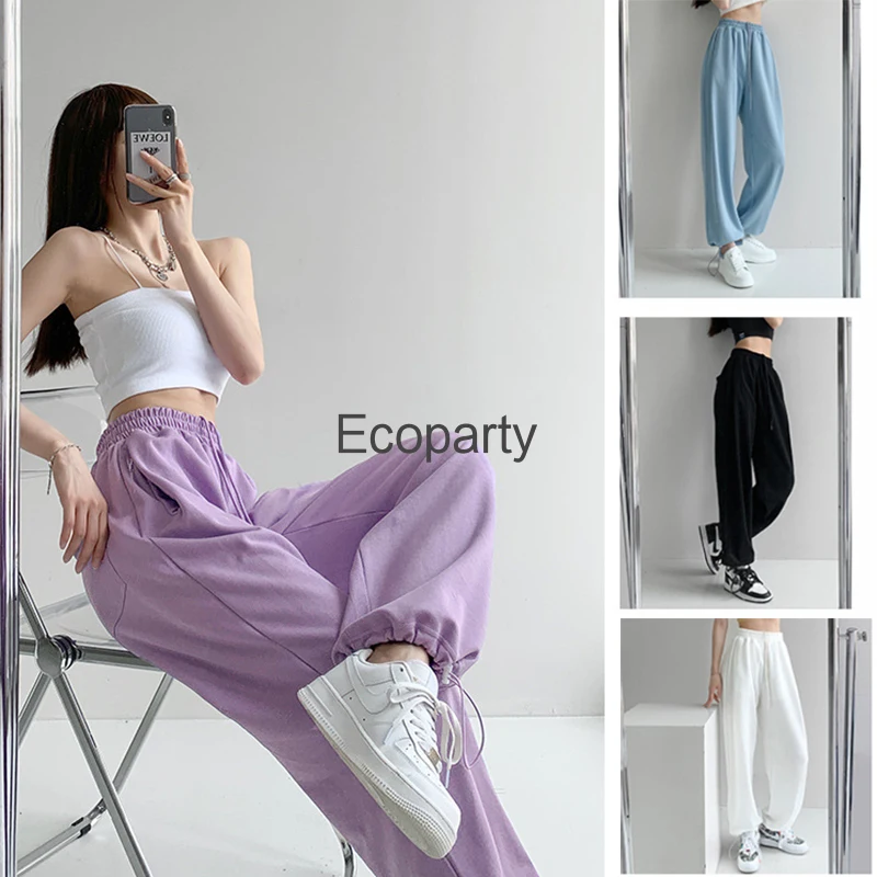 

2023 Women Fashion High Waist Pants Korean Casual Elastic Loose Bunched Feet Sweatpants Female Spring Autumn Long Trousers