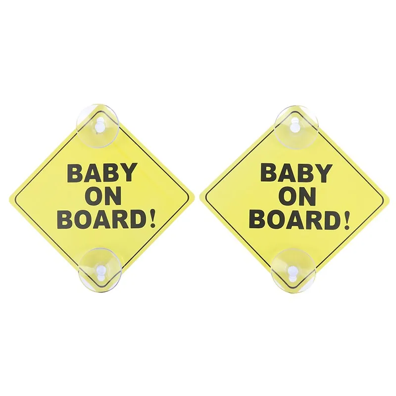 Autocollant de sécurité pour bébé à bord, 12x12cm, avec ventouse, style de  voiture, fenêtre, décalcomanies jaunes en PVC - AliExpress