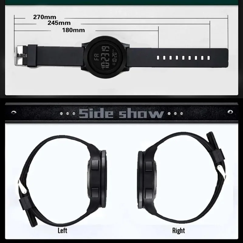 Men's Waterproof LED Display Sport Watch with Alarm & Stopwatch
