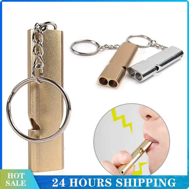Outdoor Survival Whistle Double Pipe Camping Hiking Emergency Survival Tools Team Sports Whistle Portable Multifunction Keychain portable brass toothpick multifunction keychain tools outdoor edc self defense ring