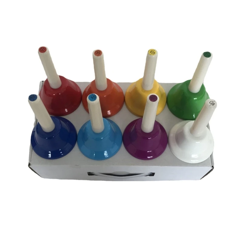 Hand Bell 8 Note Handbells Set Musical Percussion Bells Music Toy for Church Chorus Wedding Family Party Children Percussion Instruments