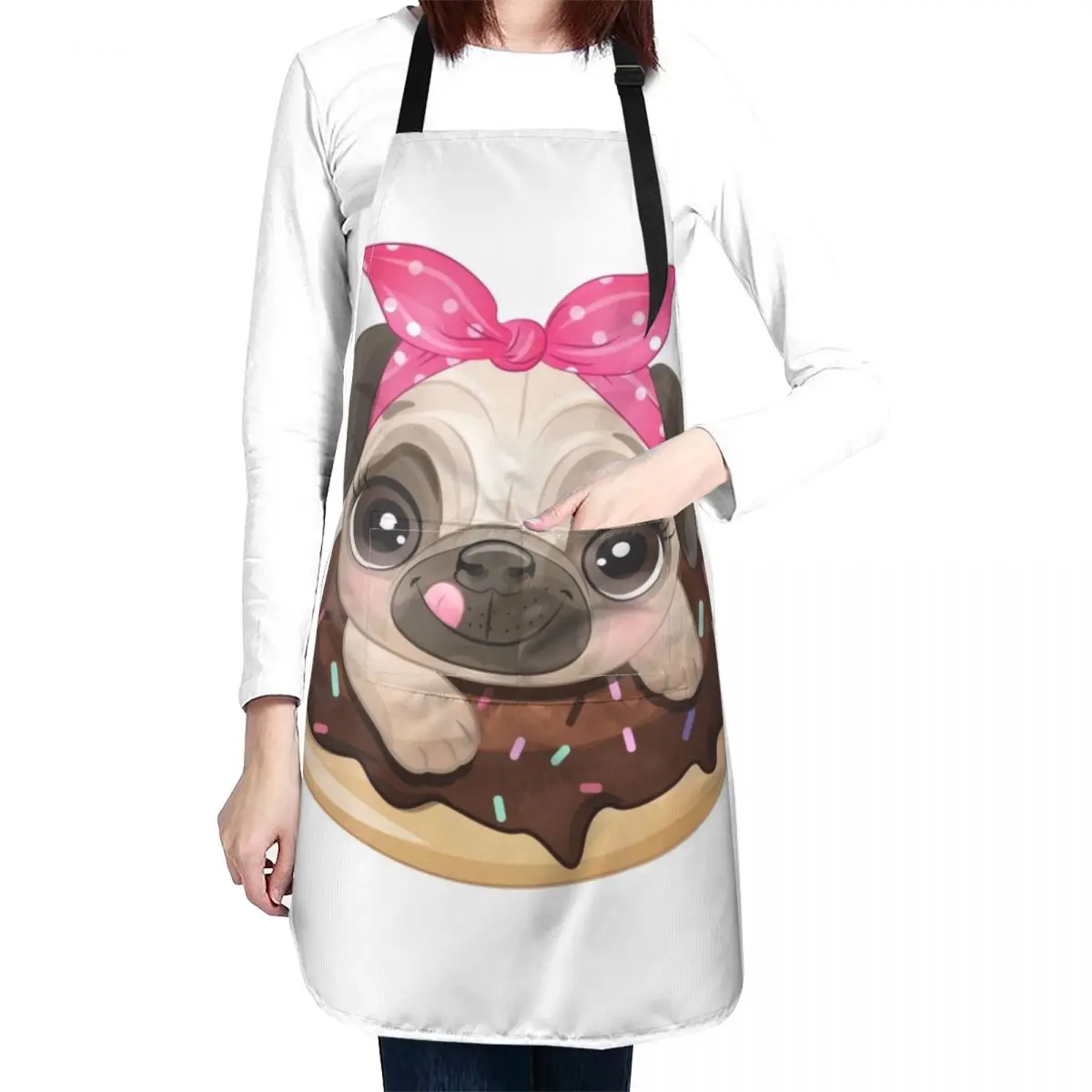 Chocolate Donut pug Apron Cooking Clothes christmas apron