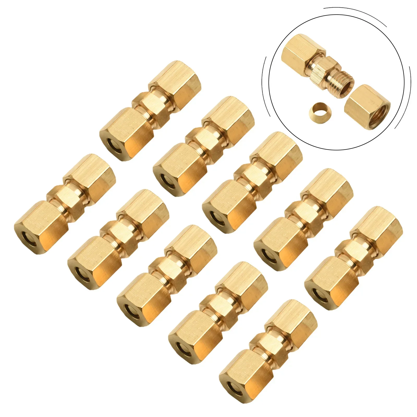 10PCS Universal Brake Line Connector For Brake Line Without Flaring 4.8mm 3/16 " Car Automobiles Accessories Part Set