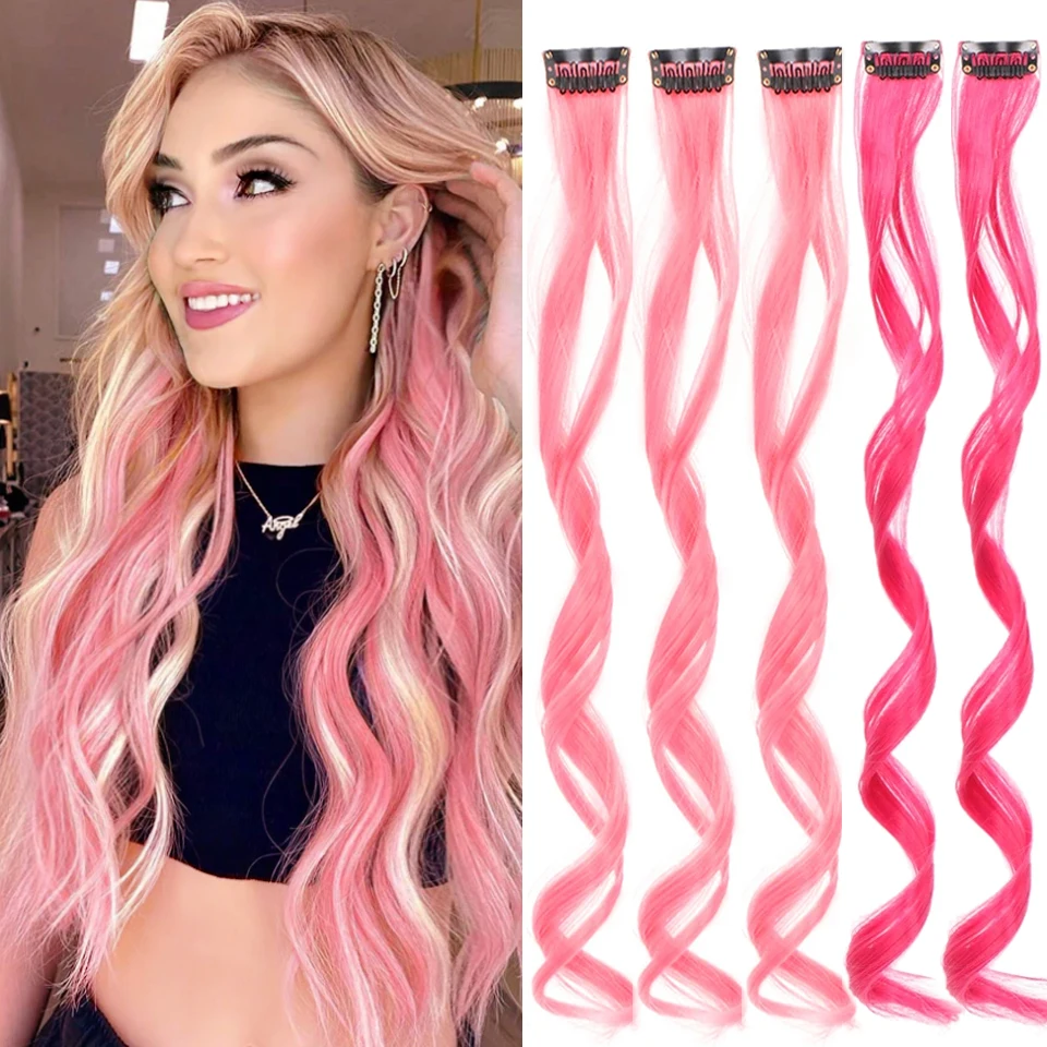 Curly Hair Hanging Ear Dyed Wig Female Long Hair Color Highlights Clockwork Invisible Seamless Curly Hair Sweet Cool Wig Piece