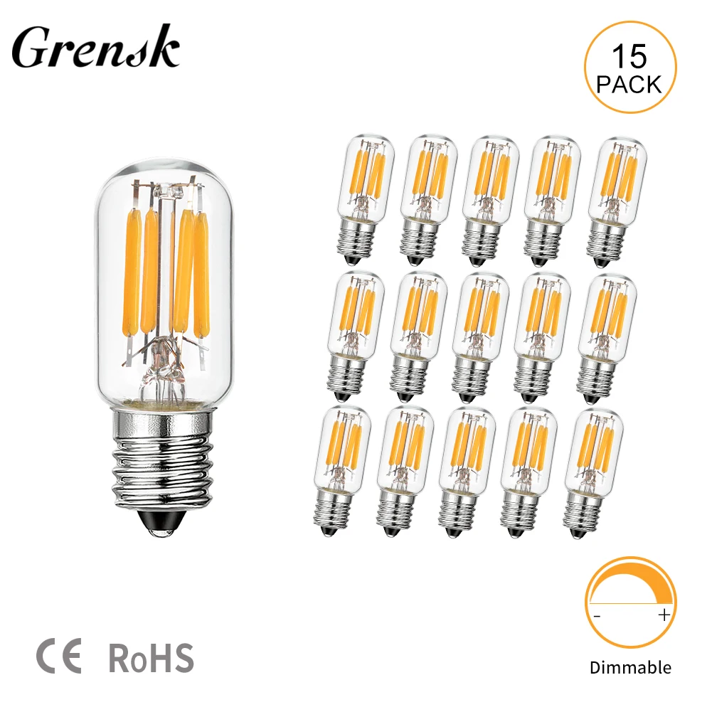 

T20 E14 Led Bulb 2W Dimmable Edison Lamps E12 Retro Tube Mini Night Lights 2200K Chandelier Tubular Filament Refrigerator Lamp