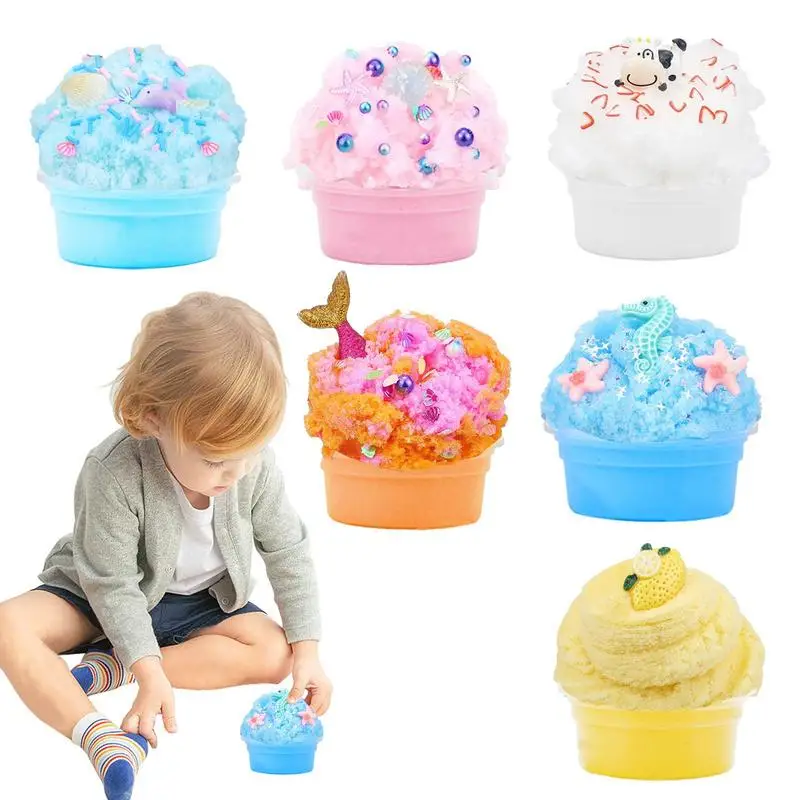 

Soft Non-Sticky Soft Jelly Clay Elastic Squeezing Toy 6pcs Fluffy Clay Toy Gift For Art Craft Girls Boys Kids Party Birthday