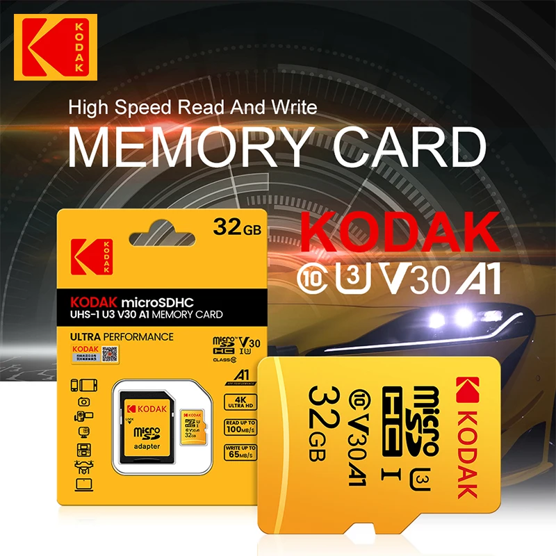 KODAK  ޸ ī, Ʈ SDHC ũ SD UHS-I, C10 TF ս ÷ ̴,  , 128GB A1 U3 4K ũ SD 128G