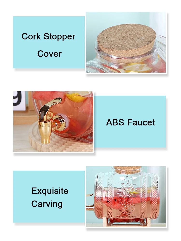 Glass Barrel Beverage Dispenser Decanter - 3 &Amp; 5 Liter