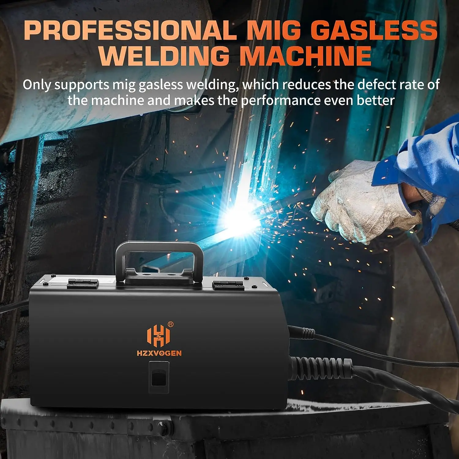 HZXVOGEN Non-Gas MIG Semi-automatic Welding Machine 800F Golden Helmet For Gasless Iron Soldering Welder сварочный полуавтомат