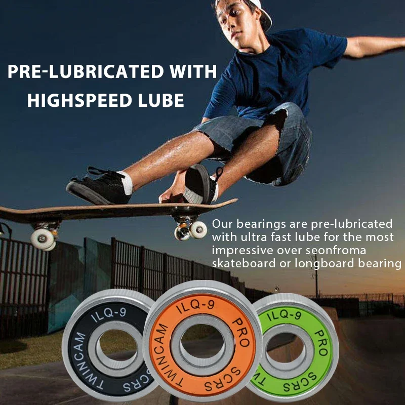 Ball Bearings Metal Shielded Ball Bearings 8Pcs 608-2RS ILQ-11 Skateboard Bearing for Roller Skates 608-2rs 8x22x7 mm Inline Skate Bearing