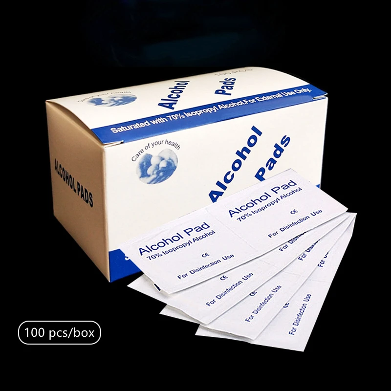 100 Pcs Disposable 70% Alcohol Cotton Pads Cleaning Wet Wipes Microblading Tattoo Manicure Skin Disinfection Makeup Tool