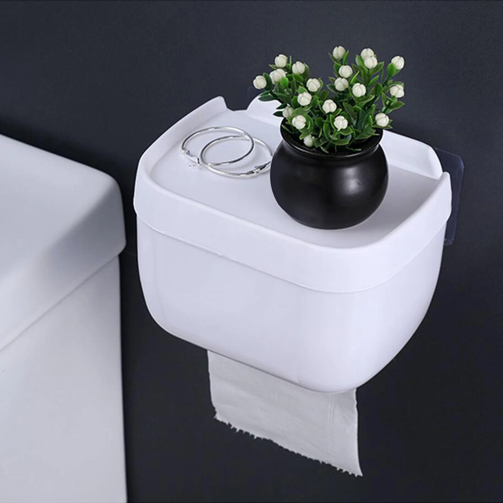 Toilet Paper Holder Multifunction Toilet Paper Holder with Shelf Dispenser Self Adhesive No Drilling Waterproof Box for Bedroom Toilet Kitchen toilet paper holder toilet paper rack toilet roll holder