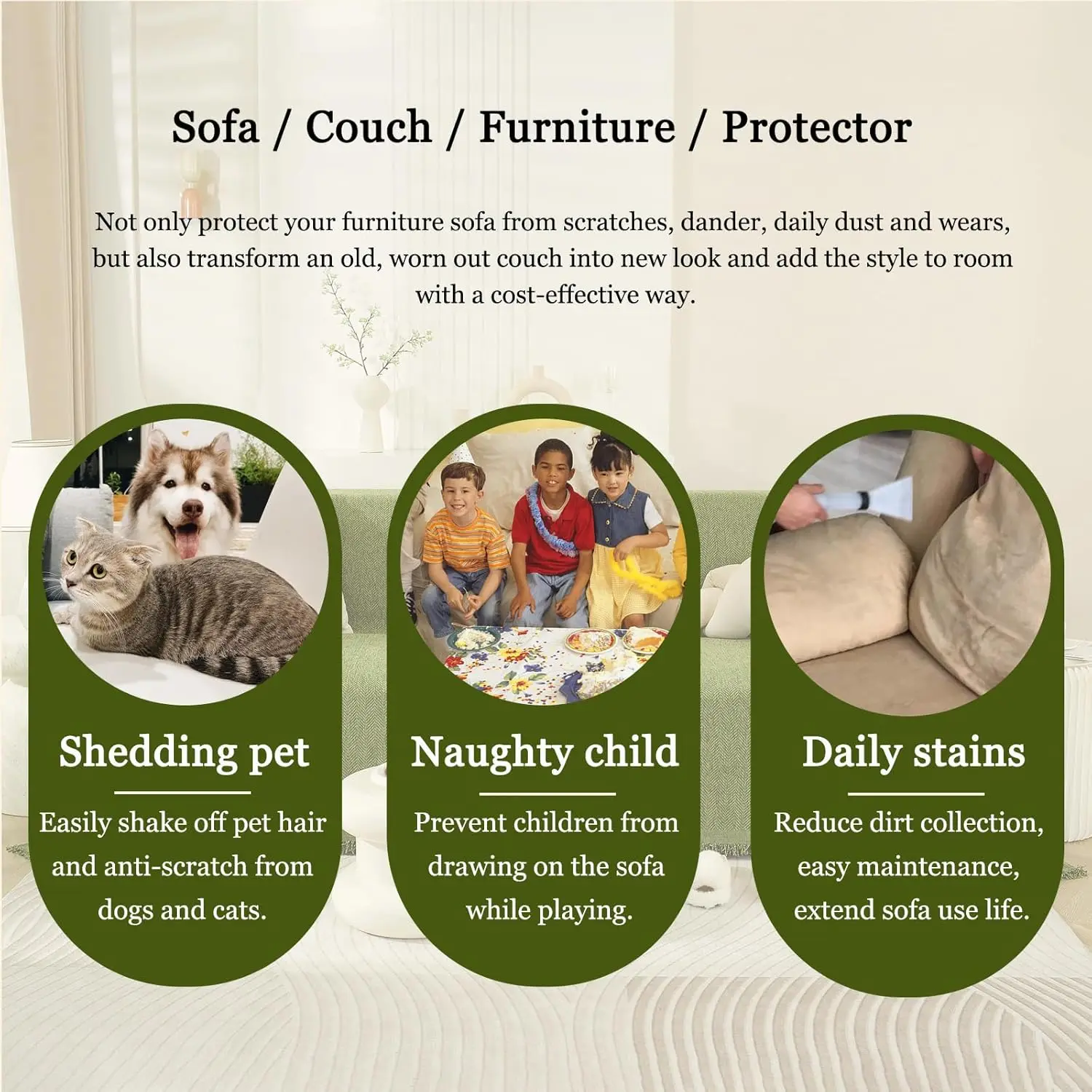 Sofa Covers Herringbone Jacquard Modern Minimalism Couch Cover Wear Resistant Couch Cover, Washable Pet Sofa Slipcovers for Dogs 3