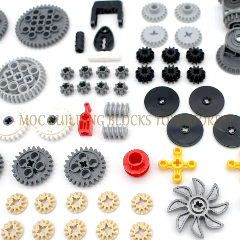 117PCS 하이테크 플라스틱 빌딩 블록 벽돌 자동차 기어 링크 Liftarm 빔 크로스 액슬 DIY 조립 MOC 대량 기술 세트 장난감