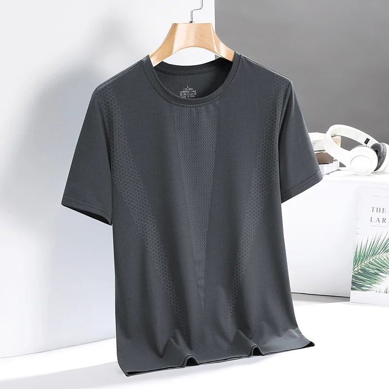 Men's Short-Sleeved T-Shirt Pajamas Tops Men's Summer Thin Casual Ice Silk Half-Sleeved Body Shirts Ice Feeling Tops