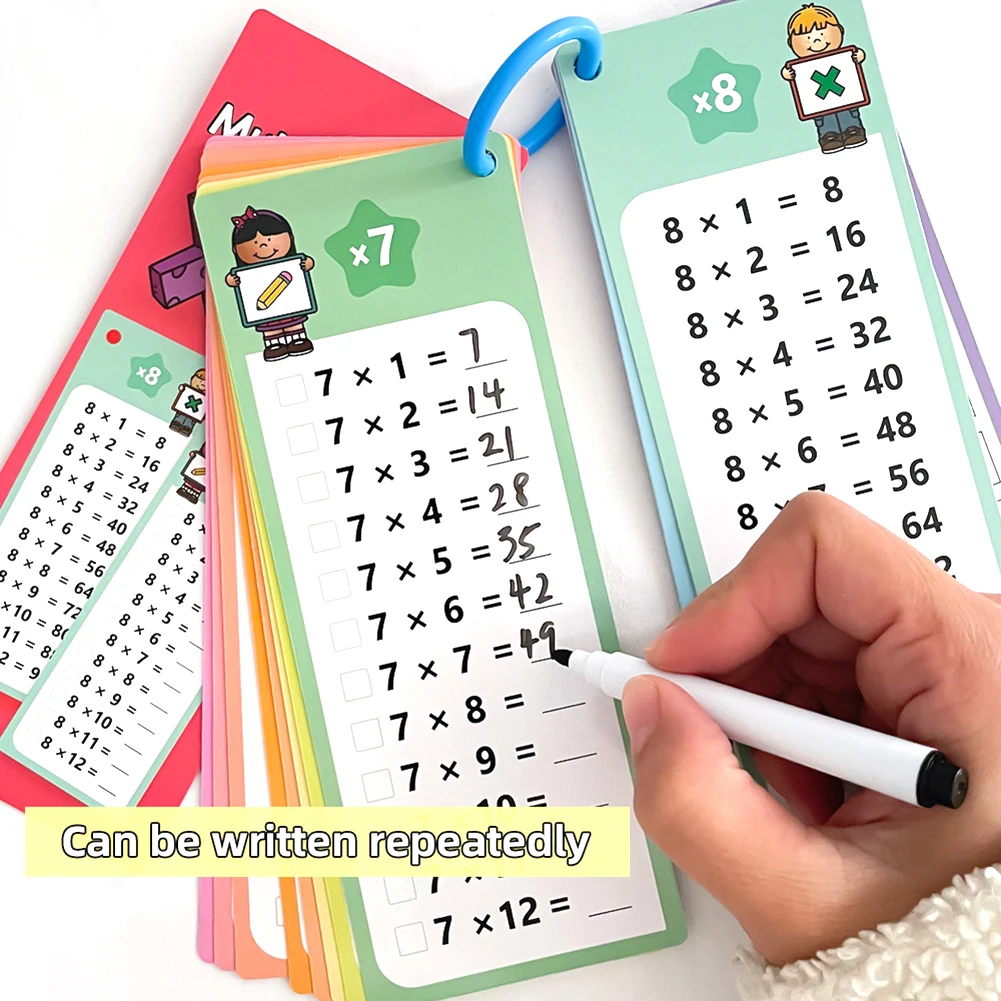 Wooden Math Teaching Toys 0-12 Multiplication Charts Times Table Cards Self Check Math Learning Tool Practice Quick Calculation Mathematics Flashcard