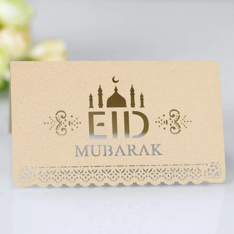 Eid 무바라크 엽서 카드, 라마단 파티 좌석 카드, 빈 장소 카드, 해피 Eid 라마단 카림 무슬림 카드, 100PC